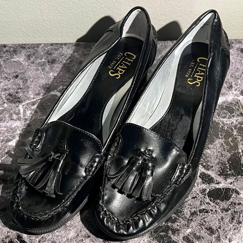 Chaps Patsy Black Tassel Loafers
